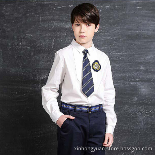 custom pleated children school shirt white color school uniform materials